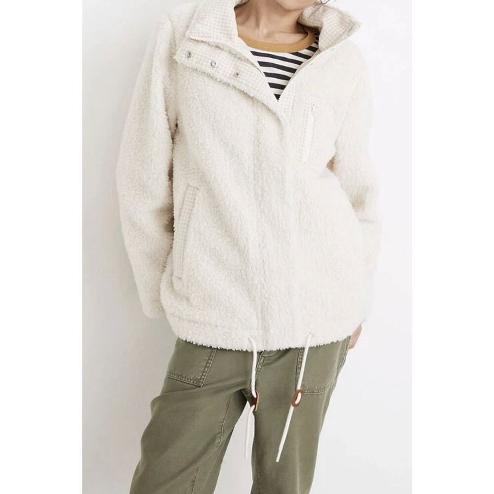 Madewell Sourced Sherpa Zip Jacket Cream Off White Size Small - Picture 9 of 9